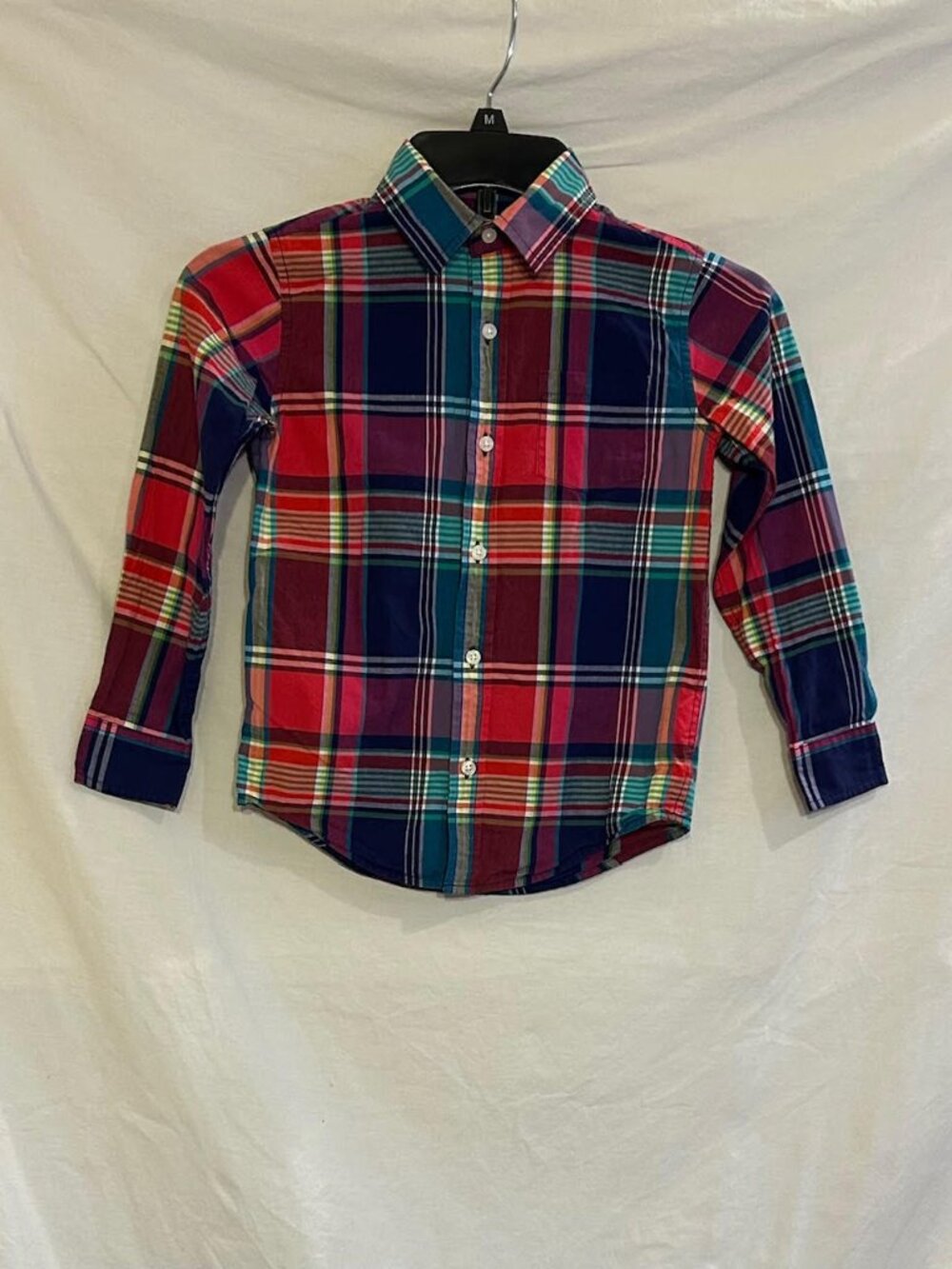 Janie and Jack Boys Size 6 Red Blue Plaid Button Up Classic Preppy